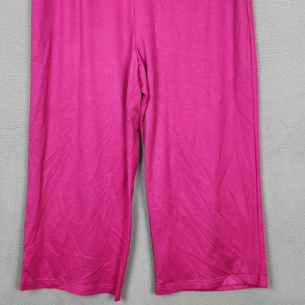 Bob Mackie Pants Womens Large Pink Stretch Jersey Wide Leg Capri Pull On Casual - Picture 8 of 15